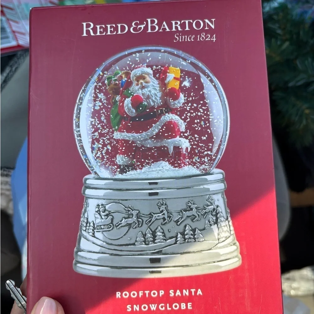 Reed & Barton Santa Snowglobe with Red and Silver Accents